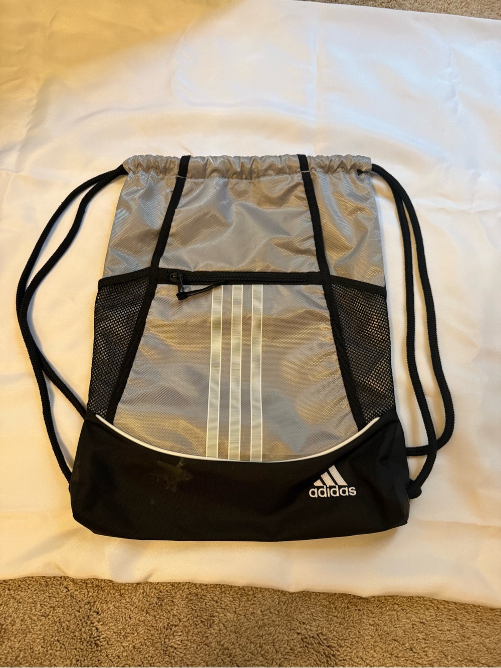 adidas Gray and Black Drawstring Sports Backpack - Picture 3 of 5